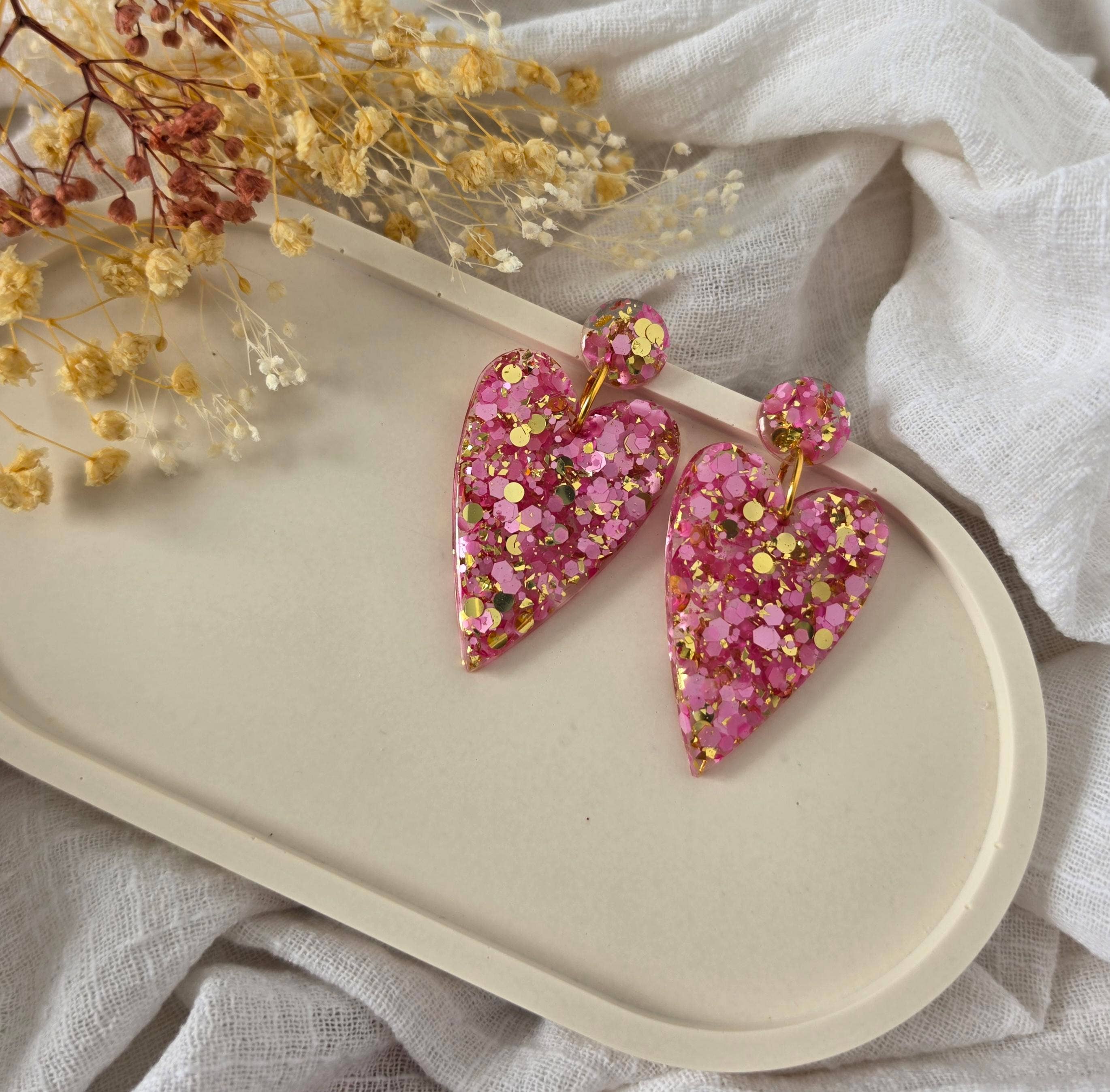 Boucles d'oreilles Coeur Orchidée