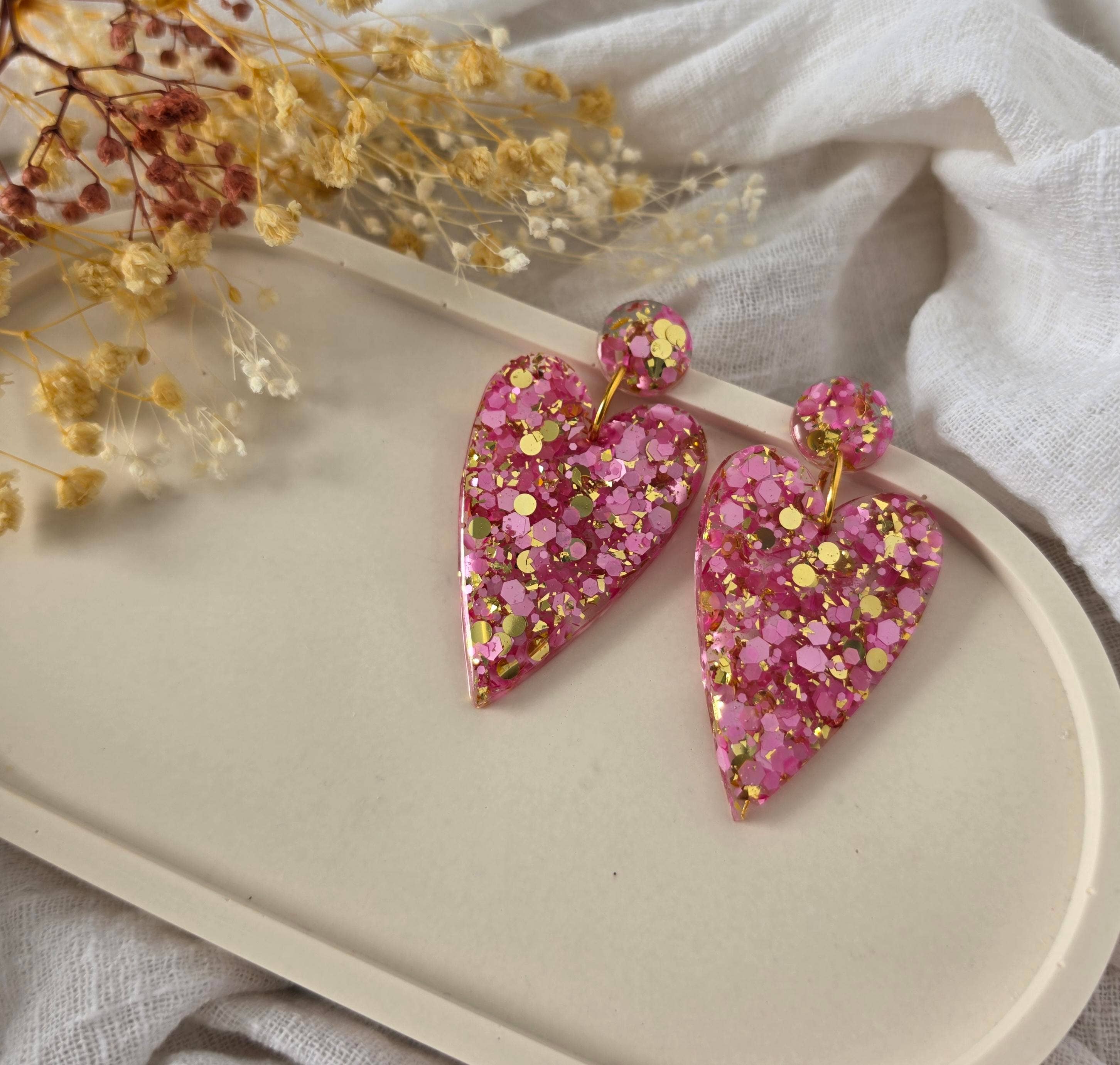 Boucles d'oreilles Coeur Orchidée