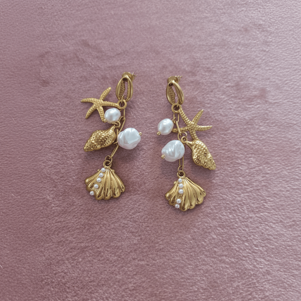 Boucles d'Oreilles Sirène Dorée - Les Perles d'Ornelia