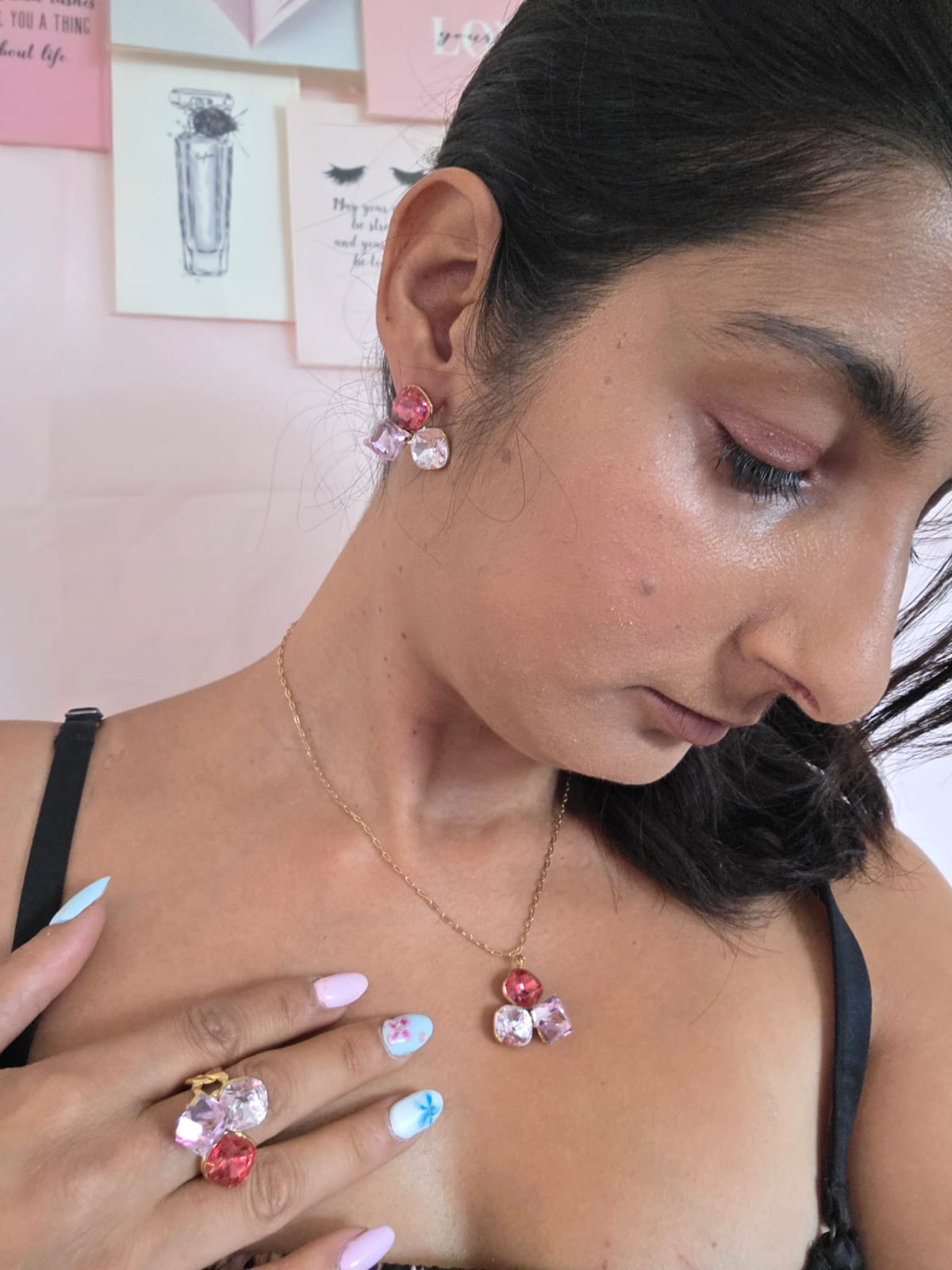 Parure Rosa Cristal - Les Perles d'Ornelia