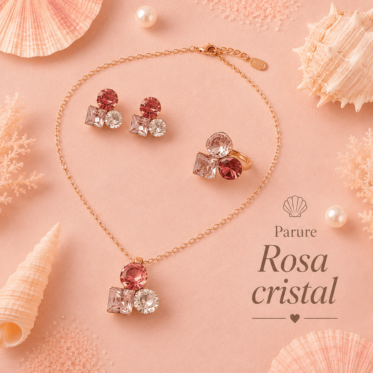 Parure Rosa Cristal - Les Perles d'Ornelia